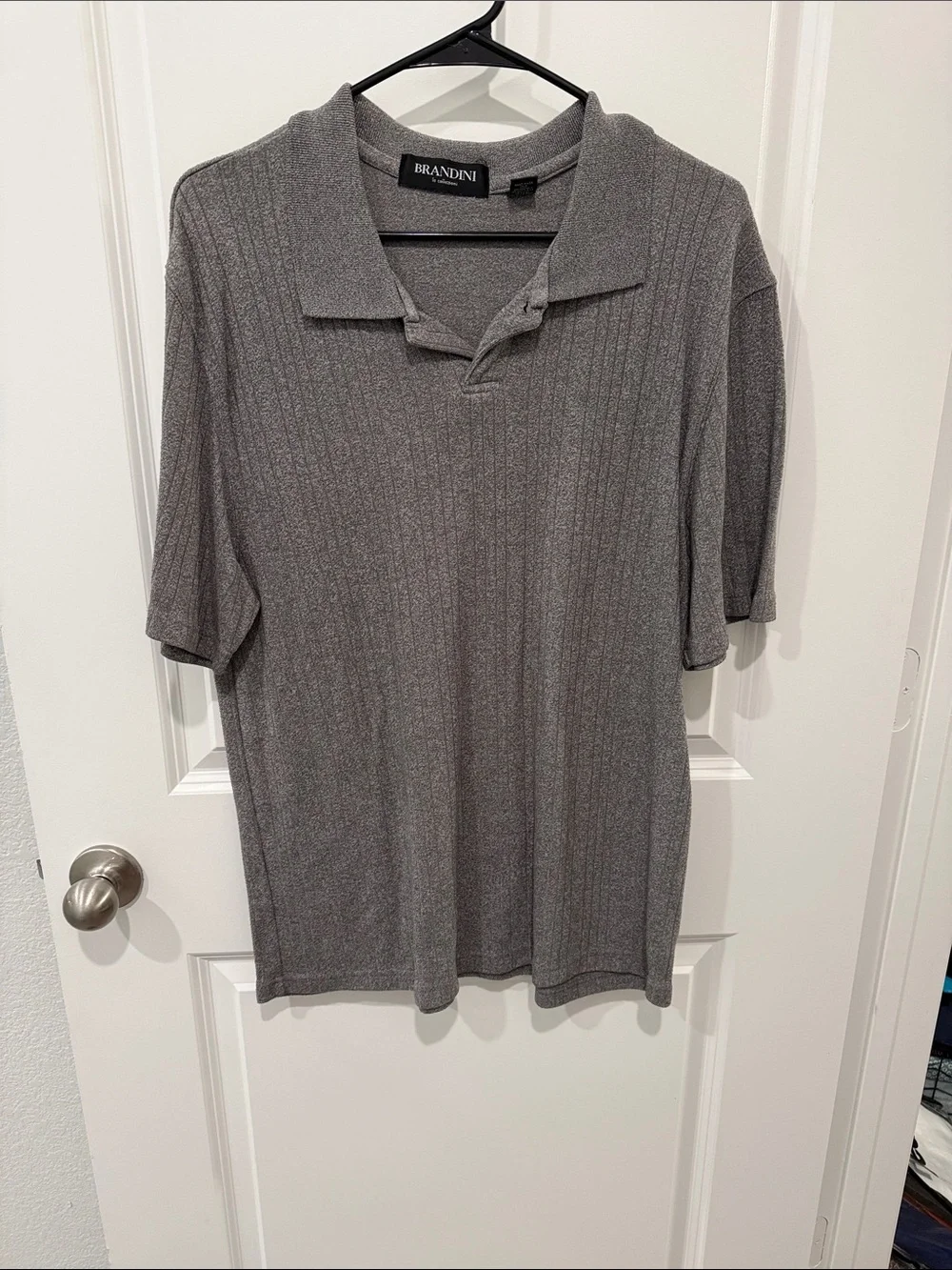Brandini Men's Ribbed Gray Polo Shirt